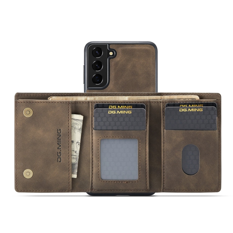 For Samsung Galaxy S22 5G DG.MING M1 Series 3-Fold Multi Card Wallet Phone Case(Coffee) - Galaxy S22 5G Cases by DG.MING | Online Shopping South Africa | PMC Jewellery | Buy Now Pay Later Mobicred