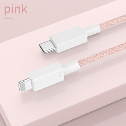 27W PD USB-C / Type-C to 8 Pin Fast Charging Braided Data Cable, Cable Length: 1m(Pink) - 2 in 1 Cable by PMC Jewellery | Online Shopping South Africa | PMC Jewellery