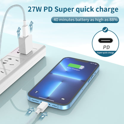 27W PD USB-C / Type-C to 8 Pin Fast Charging Braided Data Cable, Cable Length: 1m(Blue) - 2 in 1 Cable by PMC Jewellery | Online Shopping South Africa | PMC Jewellery