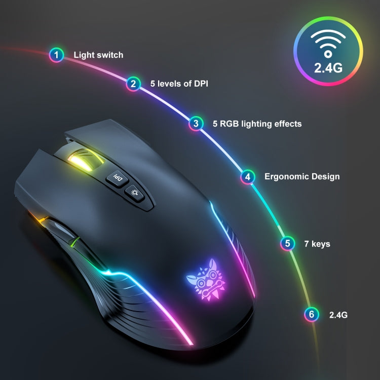 ONIKUMA CW905 2.4G RGB Lighting Wireless Mouse(Black) - Wireless Mice by ONIKUMA | Online Shopping South Africa | PMC Jewellery