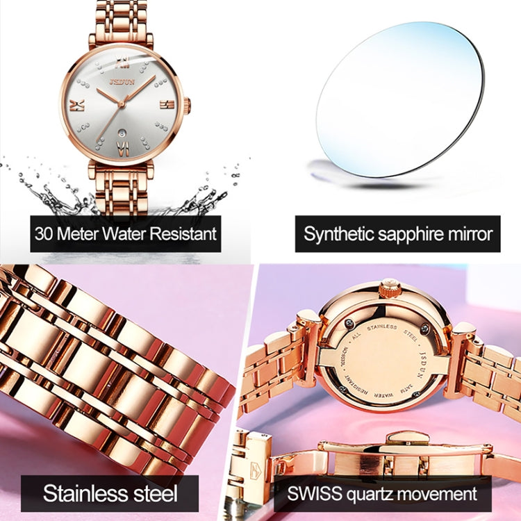 JIN SHI DUN 6533 Women Fashion Waterproof Ultra-thin Quartz Watch(White) - Metal Strap Watches by JIN SHI DUN | Online Shopping South Africa | PMC Jewellery | Buy Now Pay Later Mobicred