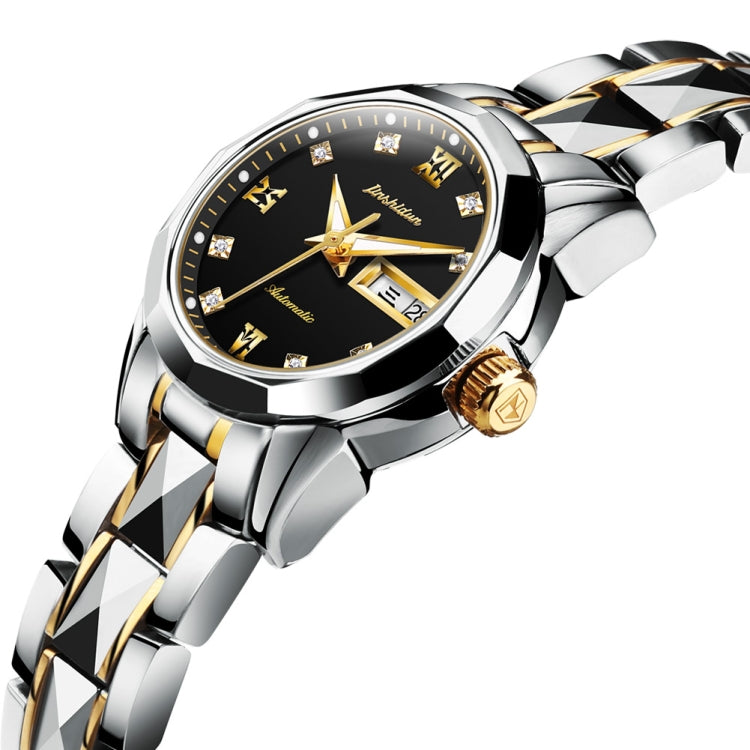 JIN SHI DUN 8813 Fashion Waterproof Luminous Automatic Mechanical Watch, Style:Women(Silver Gold Black) - Metal Strap Watches by JIN SHI DUN | Online Shopping South Africa | PMC Jewellery | Buy Now Pay Later Mobicred