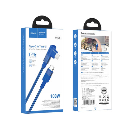 hoco U108 100W USB-C / Type-C to USB-C / Type-C PD Charging Data Cable, Cable Length:1.2m(Blue) - USB-C & Type-C Cable by hoco | Online Shopping South Africa | PMC Jewellery