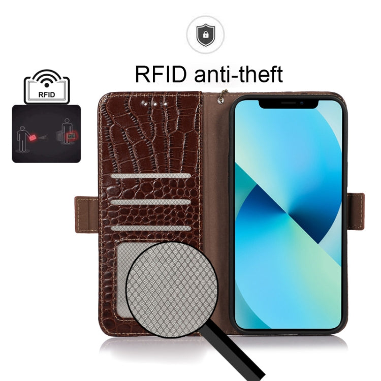 For Xiaomi Redmi 10C / 10 India Crocodile Top Layer Cowhide Leather Phone Case(Brown) - Xiaomi Cases by PMC TechLife | Online Shopping South Africa | PMC TechLife