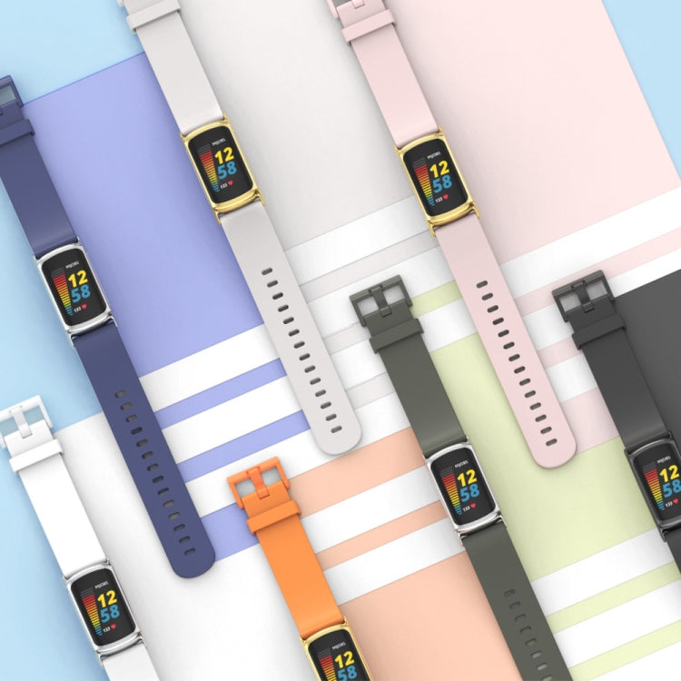 For Fitbit Charge 5 / Charge 6 Mijobs Soft Silicone  Watch Band(Blue+Silver) - free shipping - PMC TechLife - Order now!