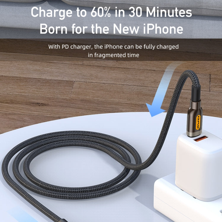 awei CL-125L Type-C / USB-C to 8 Pin Fast Charging Data Cable, Length: 1m(Black) - Normal Style Cable by awei | Online Shopping South Africa | PMC Jewellery