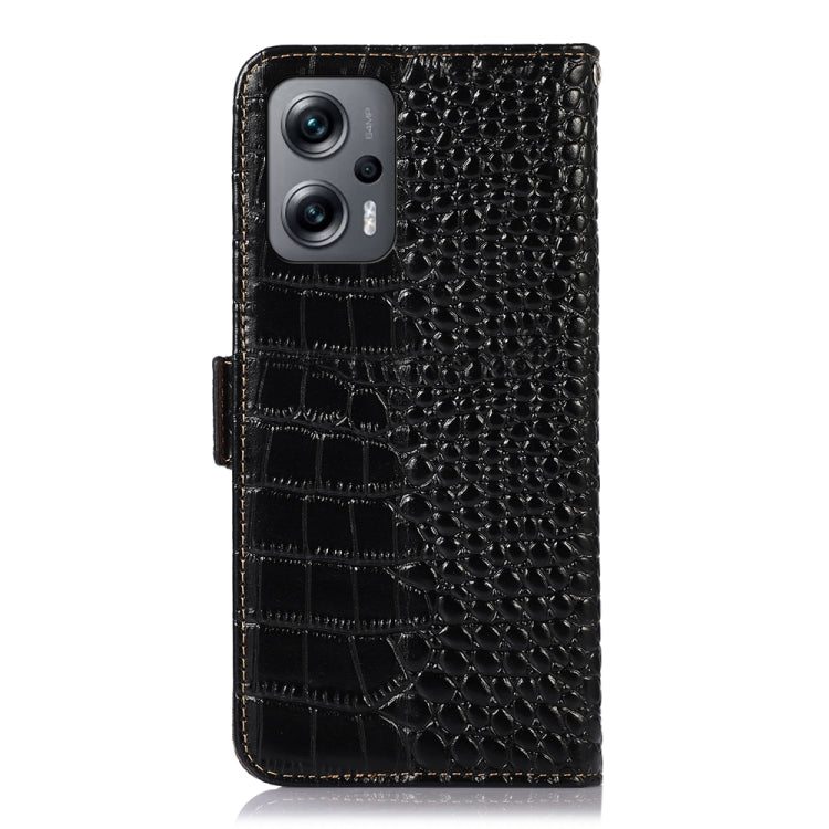 For Xiaomi Redmi Note 11T Pro Crocodile Top Layer Cowhide Leather Phone Case(Black) - Xiaomi Cases by PMC TechLife | Online Shopping South Africa | PMC TechLife