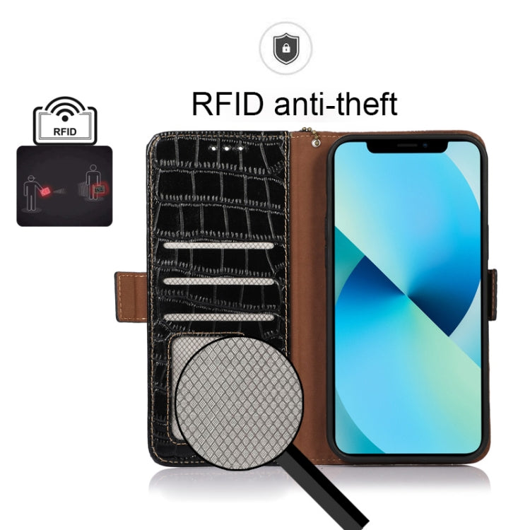 For Xiaomi Redmi Note 11T Pro Crocodile Top Layer Cowhide Leather Phone Case(Black) - Xiaomi Cases by PMC TechLife | Online Shopping South Africa | PMC TechLife