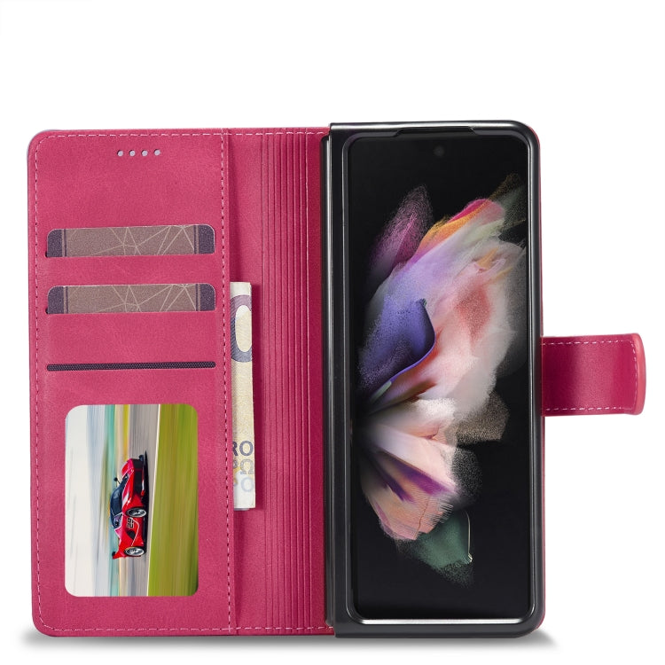 For Samsung Galaxy Z Fold4 5G LC.IMEEKE Calf Texture Leather Phone Case(Red) - Galaxy Z Fold4 5G Cases by LC.IMEEKE | Online Shopping South Africa | PMC TechLife | Buy Now Pay Later Mobicred