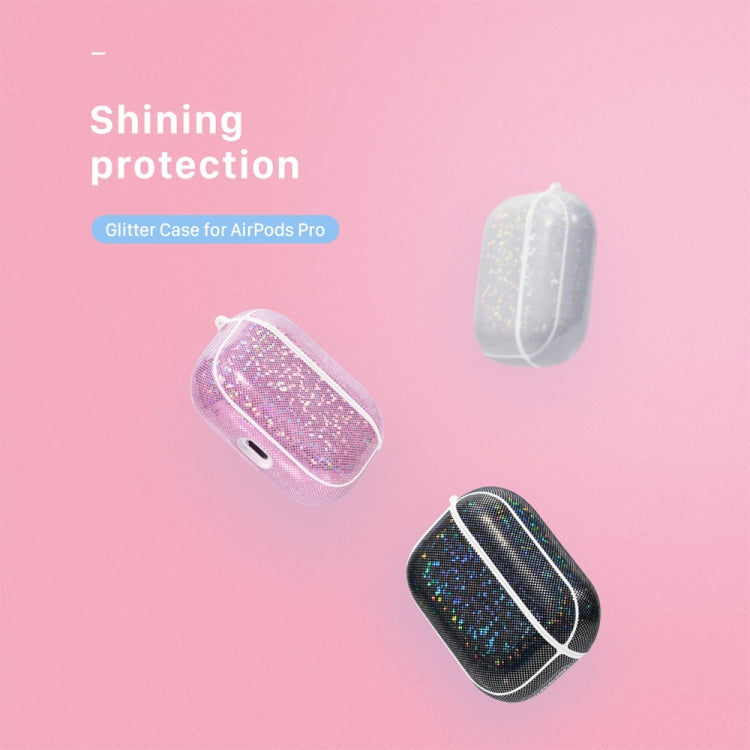 NIILLKIN Anti-fall PU + TPU Shining Protection Glitter Case for AirPods Pro(Black) - For AirPods Pro by NILLKIN | Online Shopping South Africa | PMC Jewellery