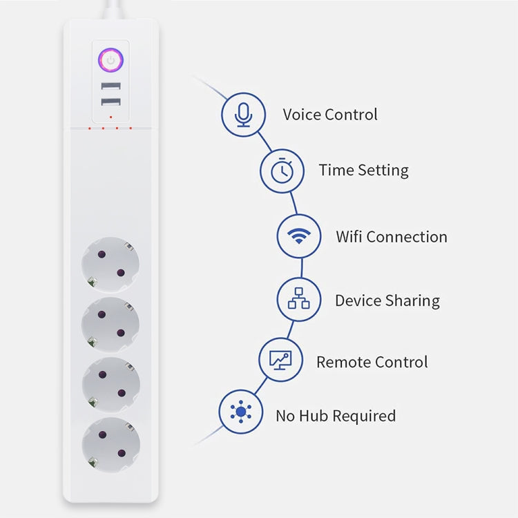 ZigBee 16A SM-SO306-E 4 Holes + 2 USB Multi-purpose Smart Power Strip, EU Plug - Smart Socket by PMC Jewellery | Online Shopping South Africa | PMC Jewellery