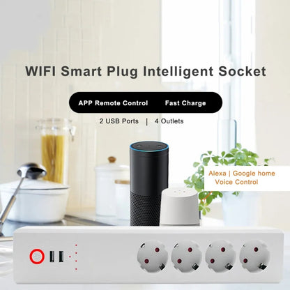 WiFi 16A SM-SO306-E 4 Holes + 2 USB Multi-purpose Smart Power Strip, EU Plug - Smart Socket by PMC Jewellery | Online Shopping South Africa | PMC Jewellery