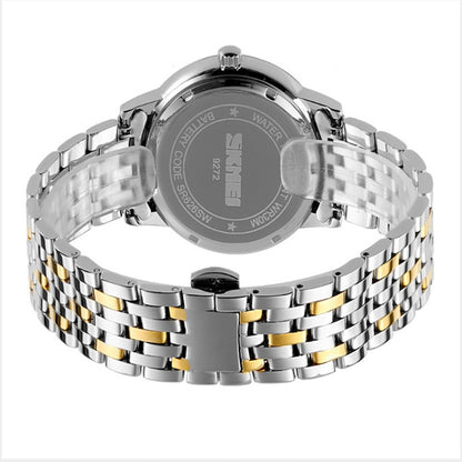 SKMEI 9272 Stainless Steel Buckle Strap Waterproof Quartz Watch Man(Gold and Silver) - Alloy Watches by SKMEI | Online Shopping South Africa | PMC Jewellery | Buy Now Pay Later Mobicred