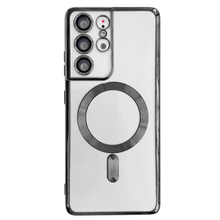 For Samsung Galaxy S22 Ultra 5G Electroplated Frame MagSafe Magnetic Phone Case(Black) - Galaxy S22 Ultra 5G Cases by PMC TechLife | Online Shopping South Africa | PMC TechLife