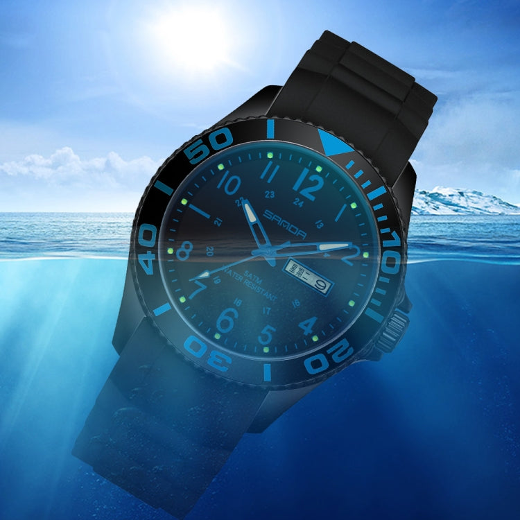 SANDA 9005 TPU Strap Dual Display Waterproof Electronic Watch(Black White) - Silicone Strap Watches by SANDA | Online Shopping South Africa | PMC Jewellery | Buy Now Pay Later Mobicred