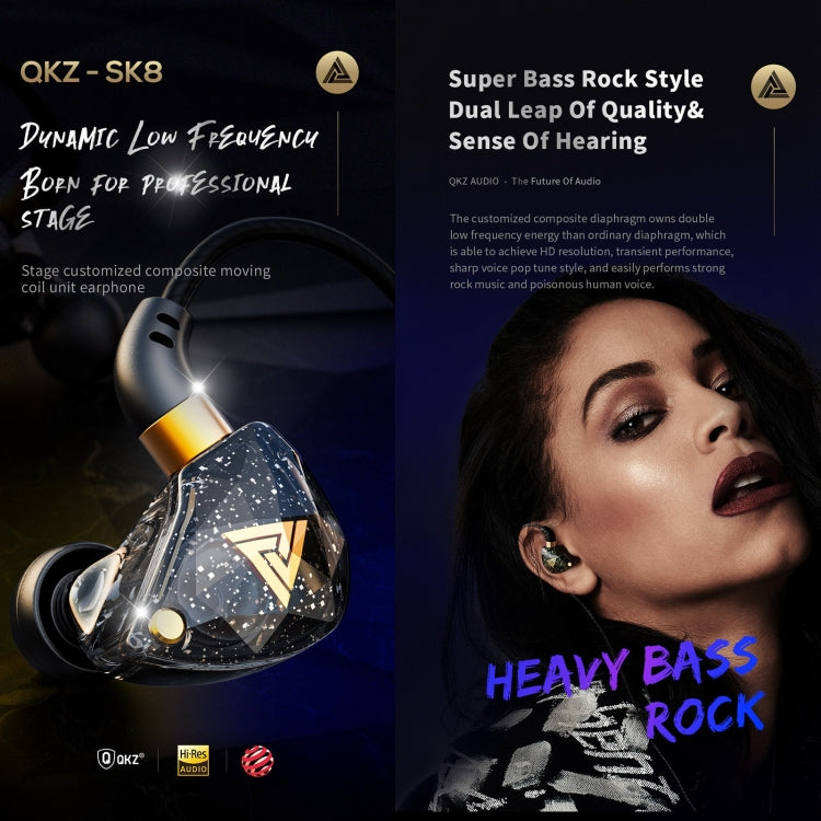 QKZ SK8 3.5mm Sports In-ear Dynamic HIFI Monitor Earphone with Mic(Blue) - In Ear Wired Earphone by QKZ | Online Shopping South Africa | PMC Jewellery