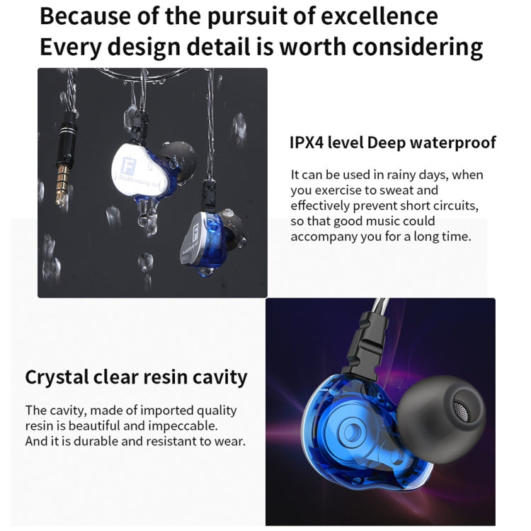 QKZ F910 In-Ear Subwoofer Dual Dynamic Earphone(Blue) - In Ear Wired Earphone by QKZ | Online Shopping South Africa | PMC Jewellery