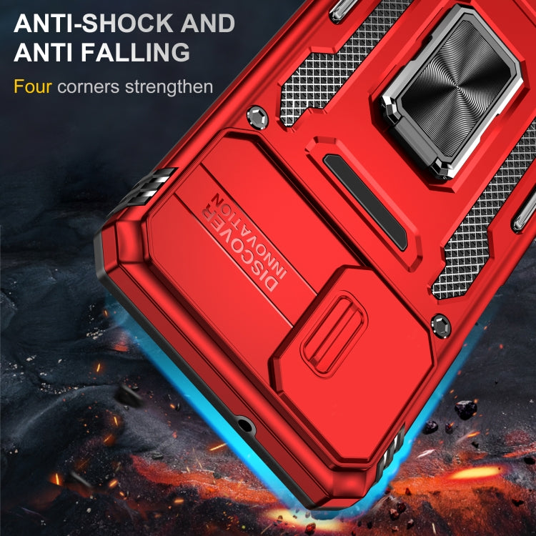 For Samsung Galaxy A12 5G/4G / M12 / F12 Armor PC + TPU Camera Shield Phone Case(Red) - Galaxy Phone Cases by PMC Jewellery | Online Shopping South Africa | PMC Jewellery