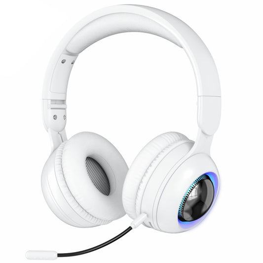KE08 RGB Stereo PC Wireless Bluetooth Headphones with Microphone(White) - Headset & Headphone by PMC Jewellery | Online Shopping South Africa | PMC Jewellery