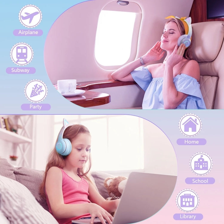 BT029C RGB Dual Modes Cat Ear Wireless Bluetooth Headphone(Pink) - Headset & Headphone by PMC TechLife | Online Shopping South Africa | PMC TechLife
