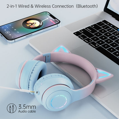 BT029C RGB Dual Modes Cat Ear Wireless Bluetooth Headphone(Green) - Headset & Headphone by PMC Jewellery | Online Shopping South Africa | PMC Jewellery