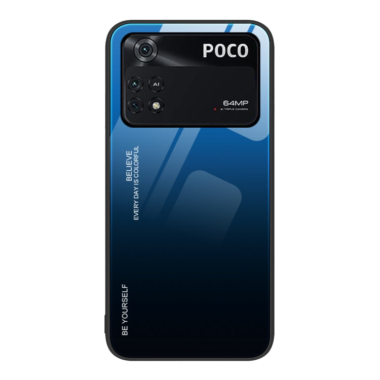 For Xiaomi Poco M4 Pro 4G Gradient Color Glass Case(Blue Black) - free shipping - PMC TechLife - Order now!