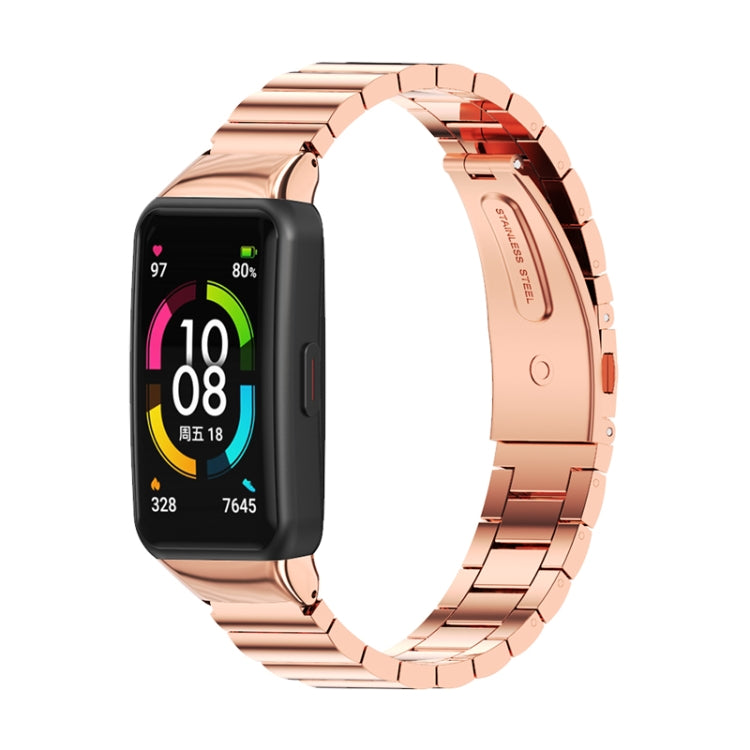 For Huawei Band 6 / Honor Band 6 / 7 Mijobs Bamboo Stainless Steel Metal Watch Band(Rose Gold) - Watch Bands by MIJOBS | Online Shopping South Africa | PMC Jewellery | Buy Now Pay Later Mobicred