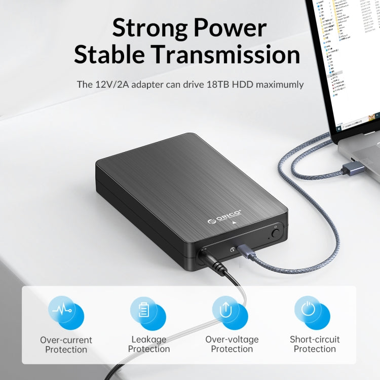 ORICO HM35C3 3.5 inch USB3.1 Gen1 Type-C Hard Drive Enclosure, Plug:EU Plug(Black) - HDD Enclosure by ORICO | Online Shopping South Africa | PMC TechLife