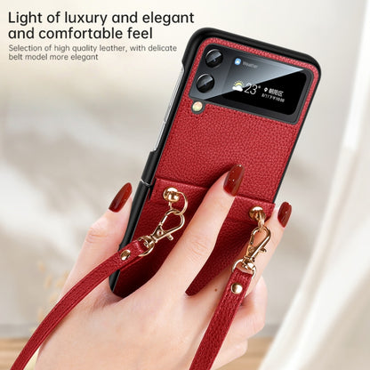 For Samsung Galaxy Z Flip4 SULADA Litchi Texture Leather + TPU Phone Case with Strap(Orange) - Galaxy Z Flip4 5G Cases by SULADA | Online Shopping South Africa | PMC Jewellery