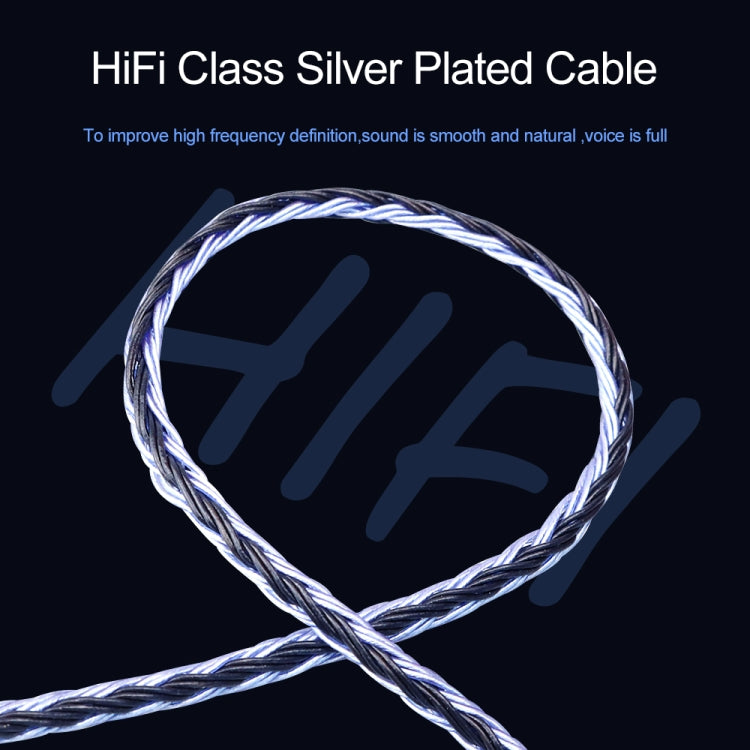 CVJ V3 1.2m 16 Cores Silver-plated 3.5mm Earphone Cable, Style:0.78mm(Silver-Blue) - Cable & Splitter by CVJ | Online Shopping South Africa | PMC Jewellery