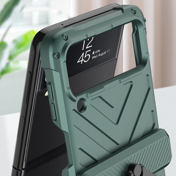 For Samsung Galaxy Z Flip4 GKK Sliding Camshield Magnetic Armor Flip Phone Case with Ring Holder(Forest Green) - Galaxy Z Flip4 5G Cases by GKK | Online Shopping South Africa | PMC Jewellery | Buy Now Pay Later Mobicred