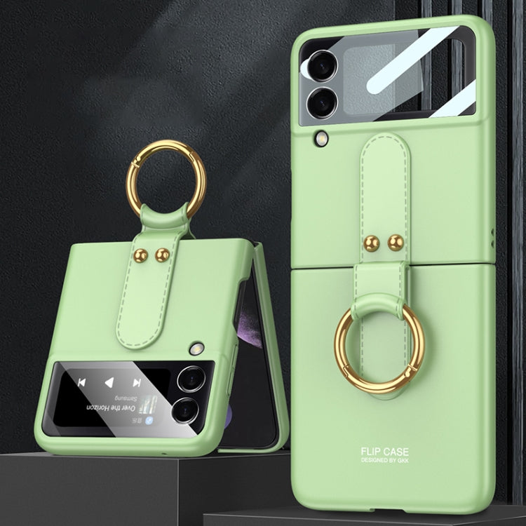 For Samsung Galaxy Z Flip4 GKK Ultra-thin PC Full Coverage Phone Flip Case with Ring Holder(Matcha Green) - Galaxy Z Flip4 5G Cases by GKK | Online Shopping South Africa | PMC Jewellery