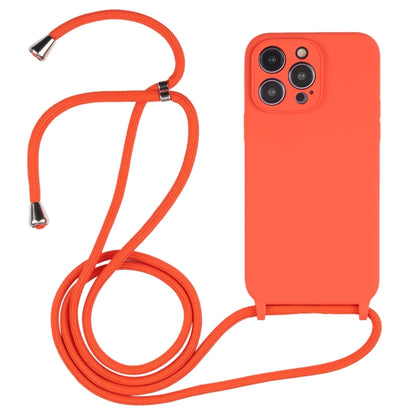 For iPhone 14 Pro Max Crossbody Lanyard Liquid Silicone Case(Orange) - iPhone 14 Pro Max Cases by PMC Jewellery | Online Shopping South Africa | PMC Jewellery