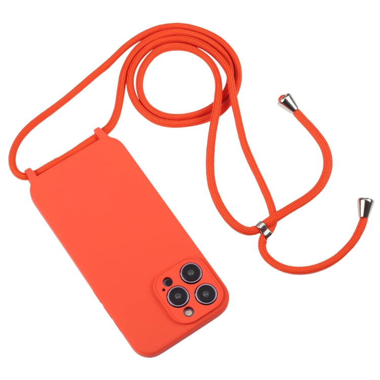 For iPhone 14 Pro Max Crossbody Lanyard Liquid Silicone Case(Orange) - iPhone 14 Pro Max Cases by PMC Jewellery | Online Shopping South Africa | PMC Jewellery