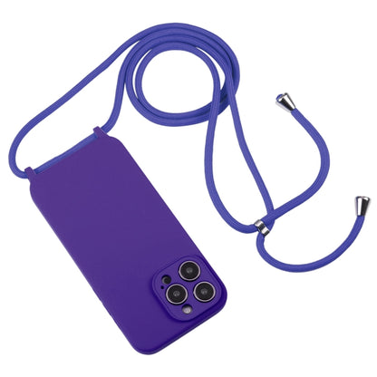 For iPhone 14 Pro Max Crossbody Lanyard Liquid Silicone Case(Purple) - iPhone 14 Pro Max Cases by PMC Jewellery | Online Shopping South Africa | PMC Jewellery