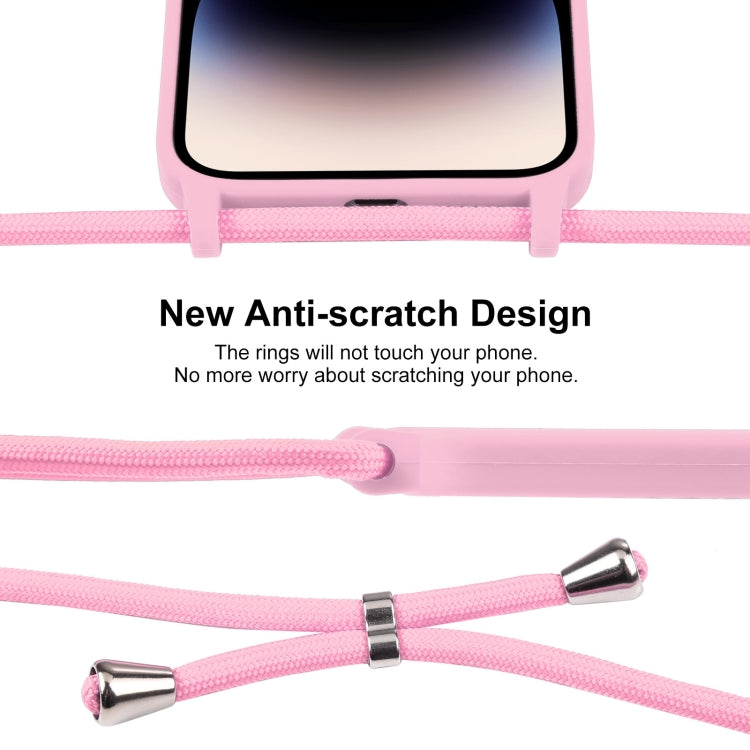 For iPhone 14 Pro Max Crossbody Lanyard Liquid Silicone Case(Pink) - iPhone 14 Pro Max Cases by PMC Jewellery | Online Shopping South Africa | PMC Jewellery