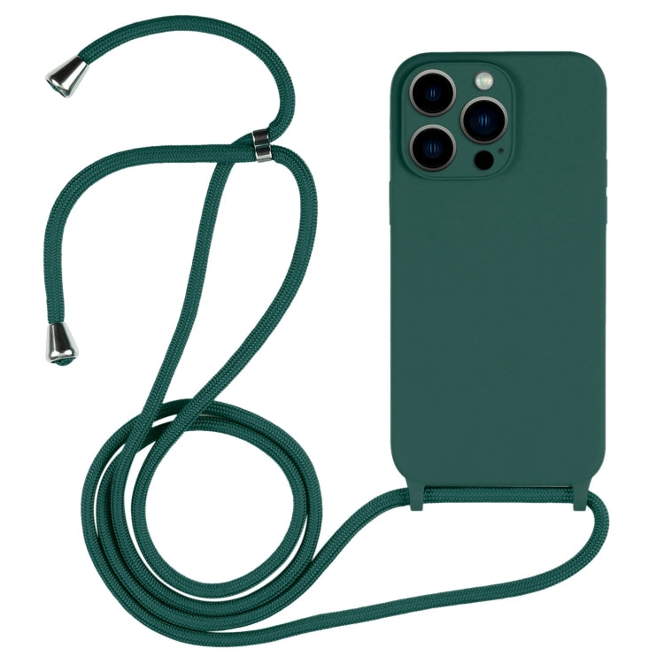 For iPhone 13 Pro Max Crossbody Lanyard Liquid Silicone Case(Pine Needle Green) - iPhone 13 Pro Max Cases by PMC Jewellery | Online Shopping South Africa | PMC Jewellery