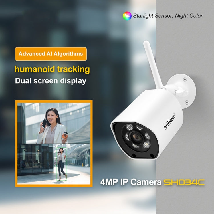 SriHome SH034C 4.0MP AI Humanoid Tracking WiFi Outdoor Surveillance Camera(US Plug) - Bullet Camera by SriHome | Online Shopping South Africa | PMC Jewellery | Buy Now Pay Later Mobicred