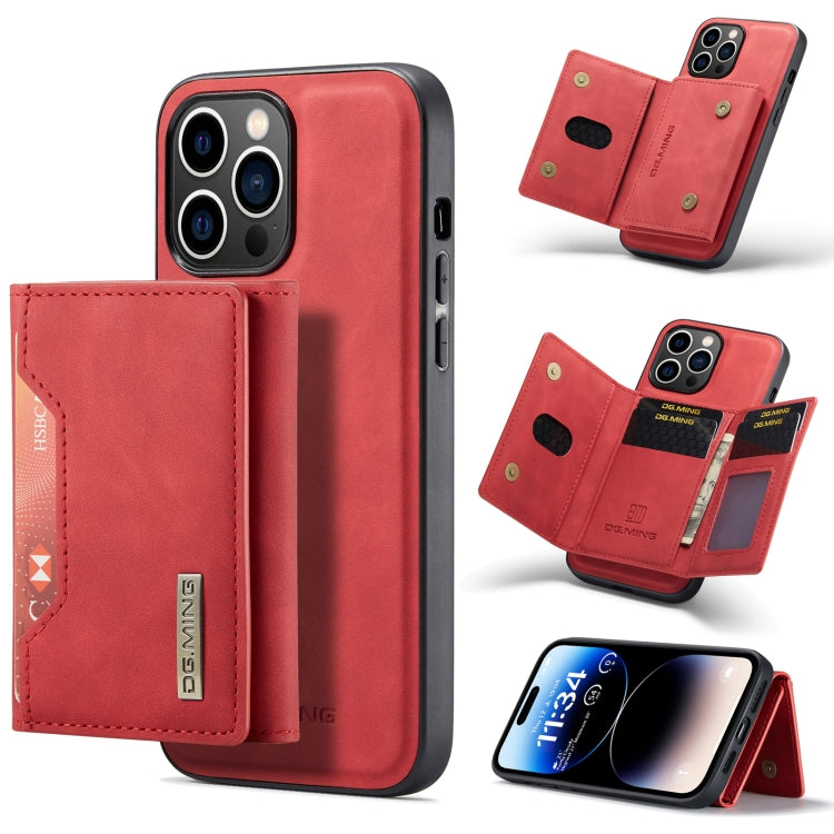 For iPhone 14 Pro Max DG.MING M2 Series 3-Fold Card Bag Leather Case(Red) - iPhone 14 Pro Max Cases by DG.MING | Online Shopping South Africa | PMC Jewellery | Buy Now Pay Later Mobicred