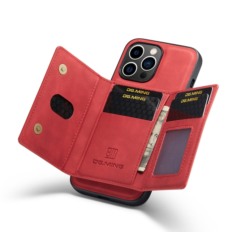 For iPhone 14 Pro Max DG.MING M2 Series 3-Fold Card Bag Leather Case(Red) - iPhone 14 Pro Max Cases by DG.MING | Online Shopping South Africa | PMC Jewellery | Buy Now Pay Later Mobicred