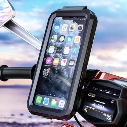 Kewig M18L-A2 Motorcycle / Bicycle Rearview Mirror Wireless Charging Waterproof Box Mobile Phone Holder - Holder by Kewig | Online Shopping South Africa | PMC Jewellery | Buy Now Pay Later Mobicred