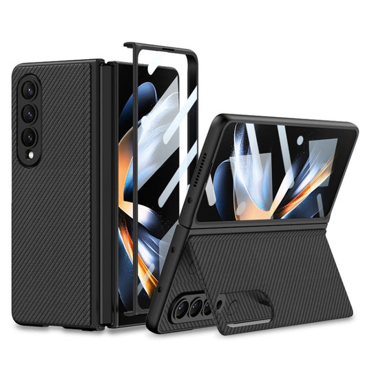 For Samsung Galaxy Z Fold4 GKK Integrated Ultra-thin Folding Leather Phone Case with Stand(Carbon Fiber) - Galaxy Z Fold4 5G Cases by GKK | Online Shopping South Africa | PMC Jewellery