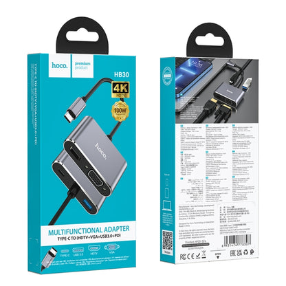hoco HB30 USB-C / Type-C Multifunction Converter HDTV+VGA+USB3.0+PDHUD(Tarnish) - USB HUB by hoco | Online Shopping South Africa | PMC Jewellery