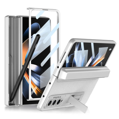 For Samsung Galaxy Z Fold4 GKK Integrated Magnetic Flip Plain Leather Phone Case with Pen Box(Silver) - Galaxy Z Fold4 5G Cases by GKK | Online Shopping South Africa | PMC Jewellery