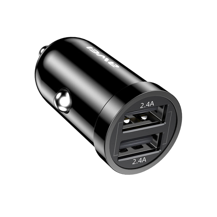 awei C-826 Mini Dual USB 2.4A Car Charger(Black) - Car Charger by awei | Online Shopping South Africa | PMC Jewellery | Buy Now Pay Later Mobicred