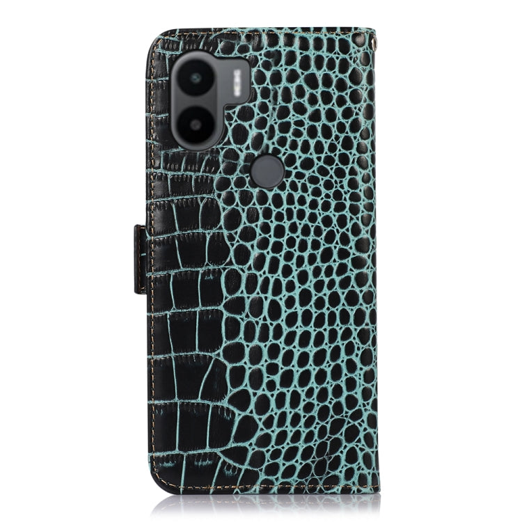 For Xiaomi Redmi A1+ Crocodile Top Layer Cowhide Leather Phone Case(Green) - Xiaomi Cases by PMC TechLife | Online Shopping South Africa | PMC TechLife