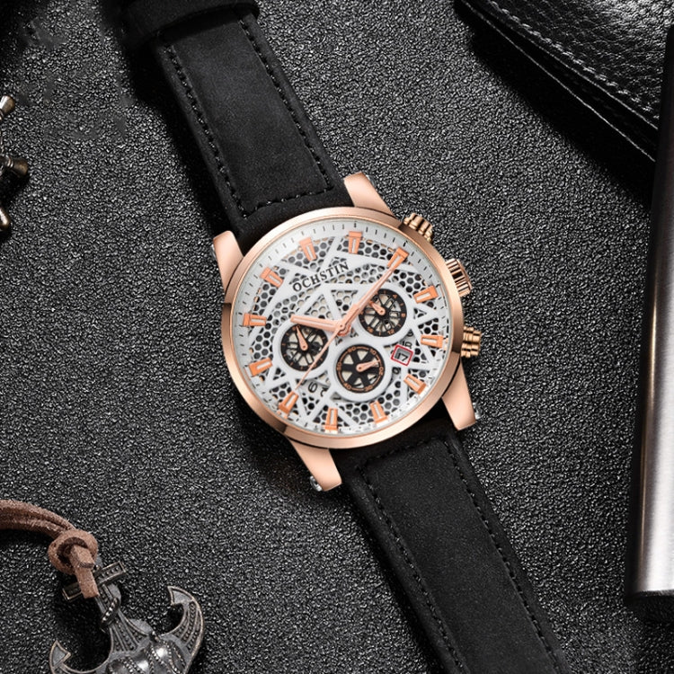 Ochstin 5052B Multifunctional Business Waterproof Leather Strap Quartz Watch(Rose Gold+Black) - Leather Strap Watches by OCHSTIN | Online Shopping South Africa | PMC Jewellery | Buy Now Pay Later Mobicred