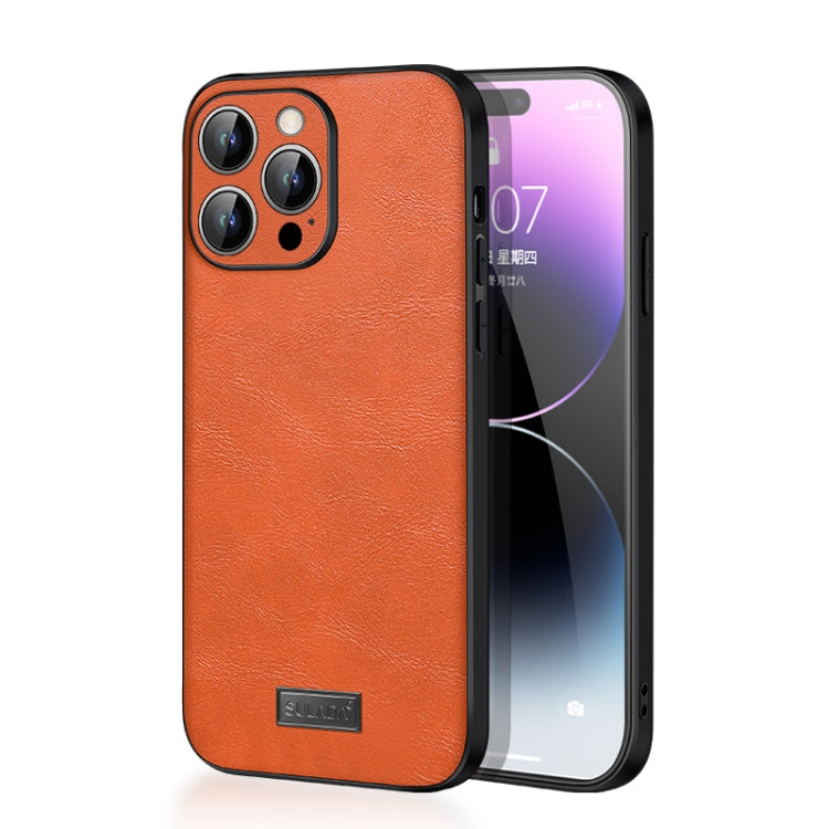 For iPhone 14 Pro SULADA Shockproof TPU + Handmade Leather Phone Case(Orange) - iPhone 14 Pro Cases by SULADA | Online Shopping South Africa | PMC TechLife