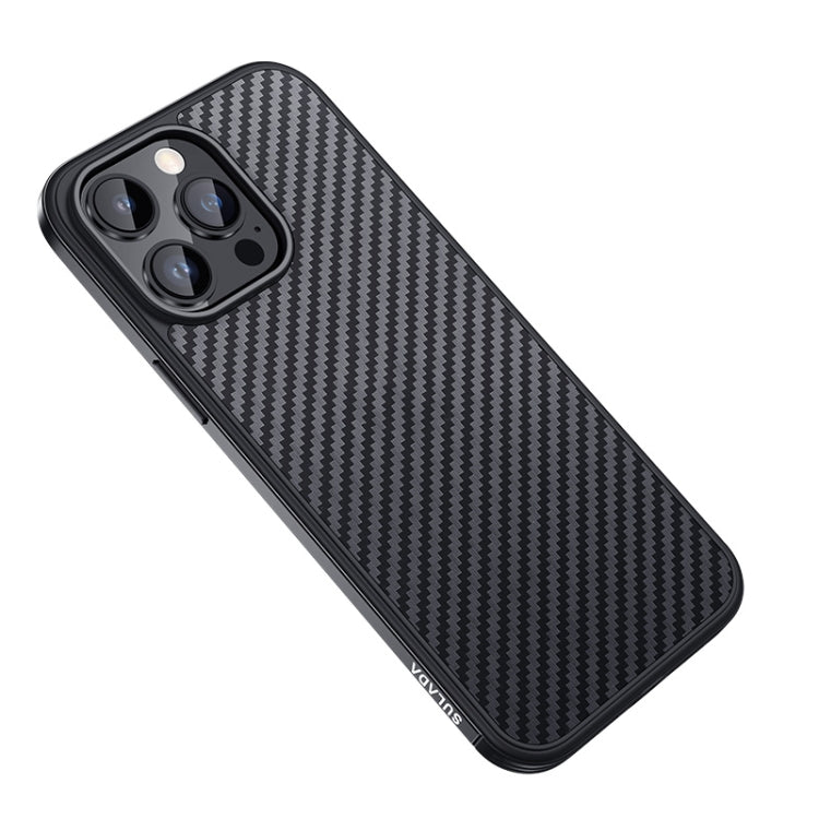 For iPhone 14 Pro Max SULADA Carbon Fiber Textured Shockproof Metal + TPU Frame Case(Black) - iPhone 14 Pro Max Cases by SULADA | Online Shopping South Africa | PMC Jewellery