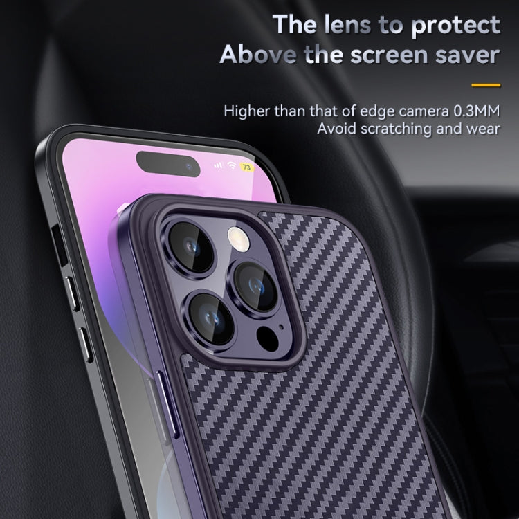 For iPhone 14 Pro Max SULADA Carbon Fiber Textured Shockproof Metal + TPU Frame Case(Black) - iPhone 14 Pro Max Cases by SULADA | Online Shopping South Africa | PMC Jewellery